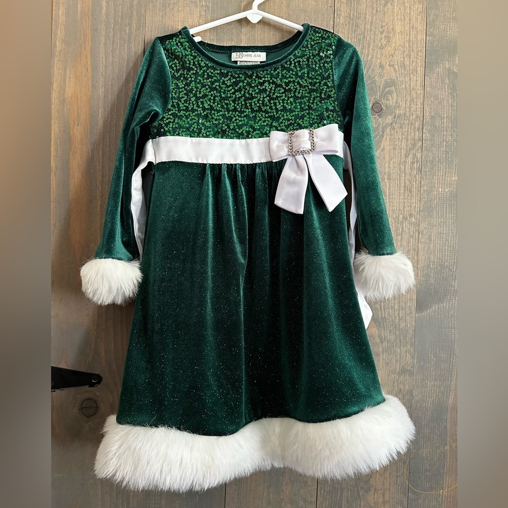 Emerald green sparkle dress.